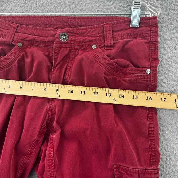 Kuhl Vintage Patina Dye Cargo Red Roll Up Pants Womens Size 8 (Fits 32x30) 16F - Picture 4 of 15